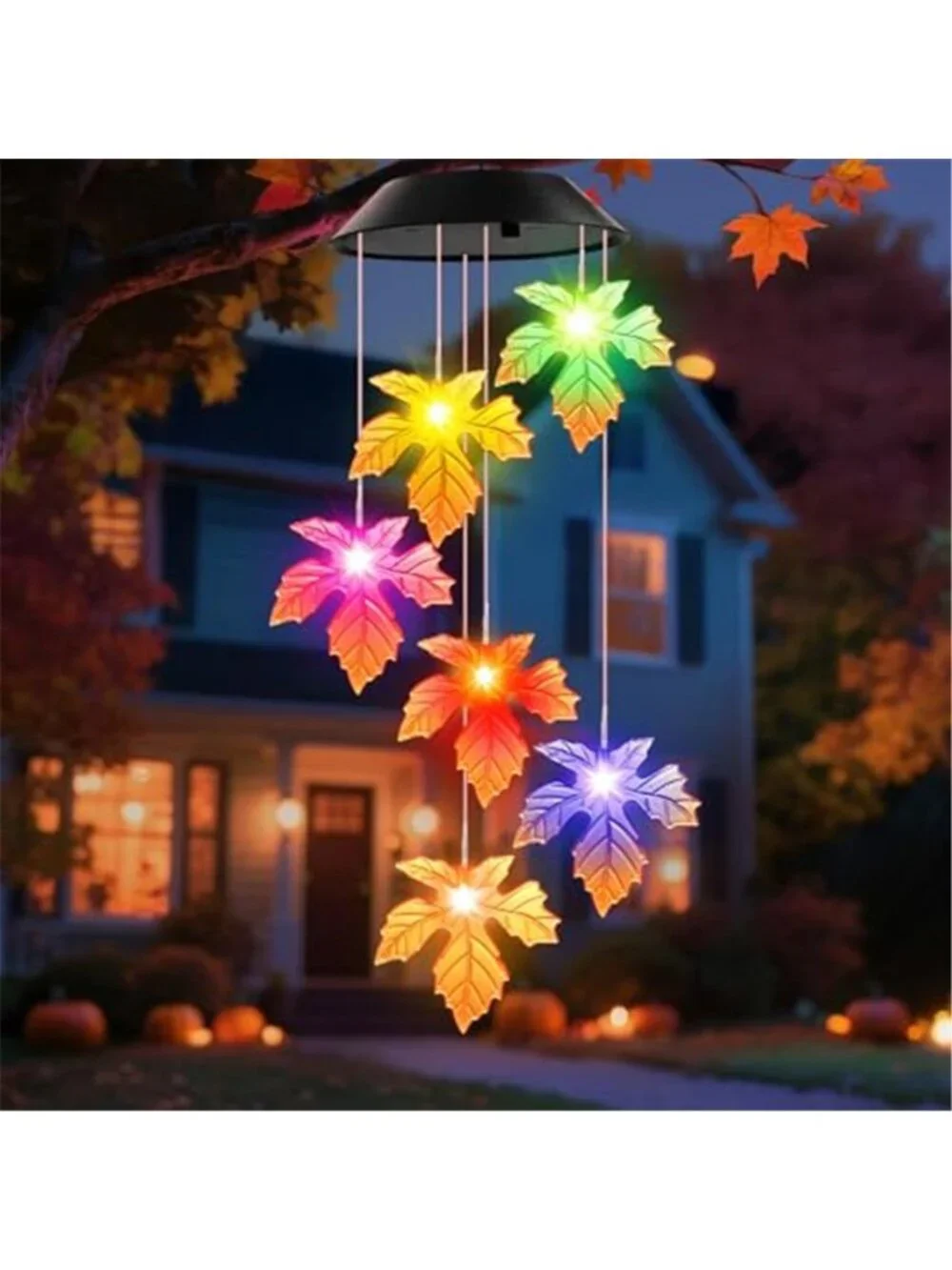 Fall Decor Thanksgiving Decorations Solar Lights Wind Chimes